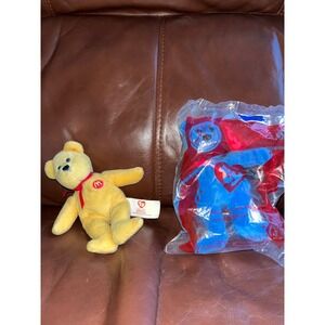McDonalds Ty Beanie Baby Bear Yellow Red Ribbon 2004 Collectible Toy